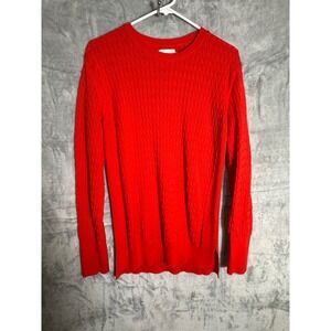 Pact Womens Red Organic Cotton Textured Cable Knit Crewneck Sweater Size‎ M